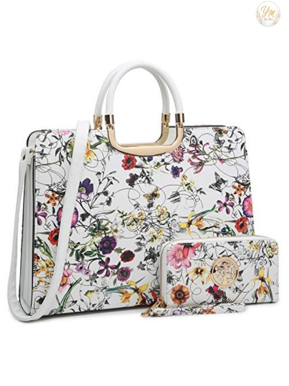 Vegan Leather Satchel Tote Work Bag with Matching Wallet Wristlet